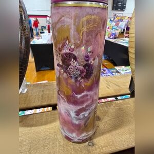Floral Purple and Gold 30 Oz Tumbler